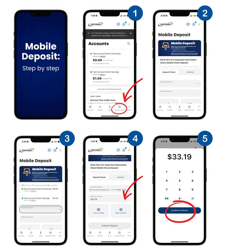 Mobile Deposit step by step guide