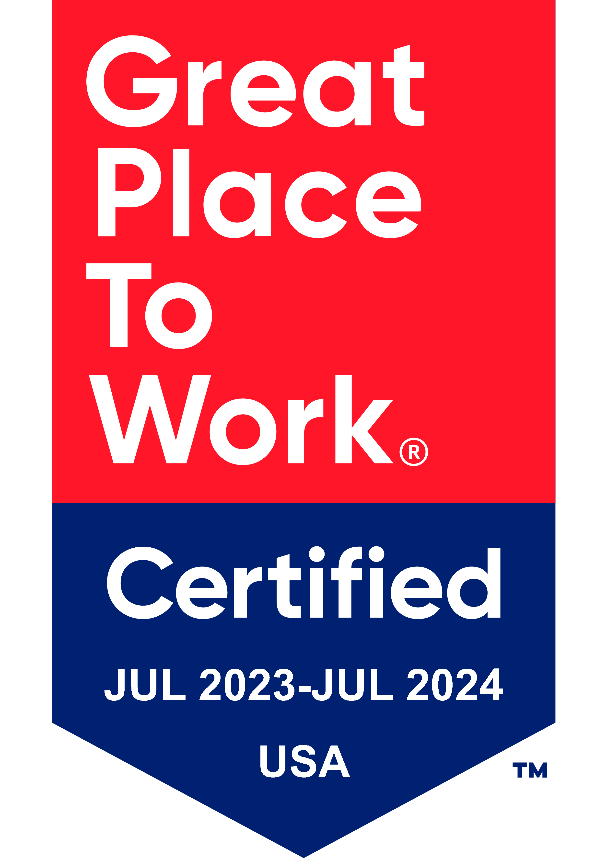 Great Place to Work certified July 2023-June 2024